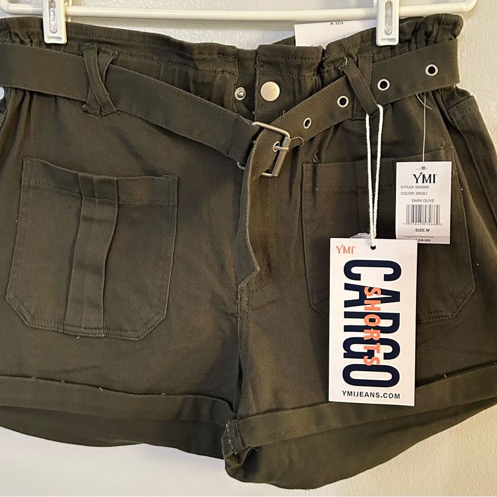YMI High Rise Cargo‎ Shorts I Have Size M- L- Color Dark Olive NWT